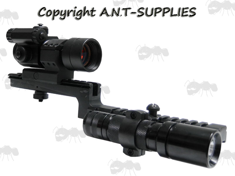AR15 M4 M16 Series Bi-Level Carry Handle Rail Mount with Torch and Dot Sight