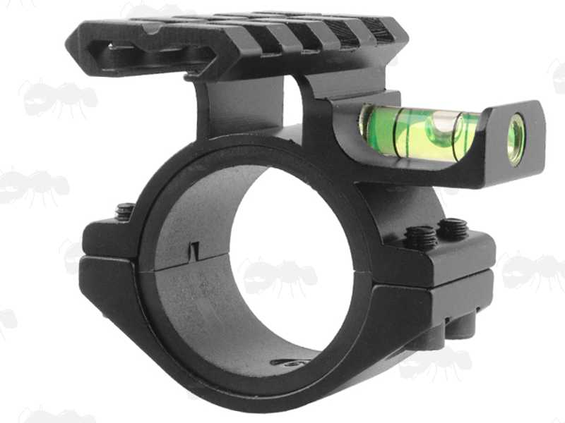 Four Slot Length See-Through High-Profile Weaver / Picatinny Extended Accessory Rail Ring Top for 30mm Diameter Scope Body, with 25mm Diameter Ring Adapters Included
