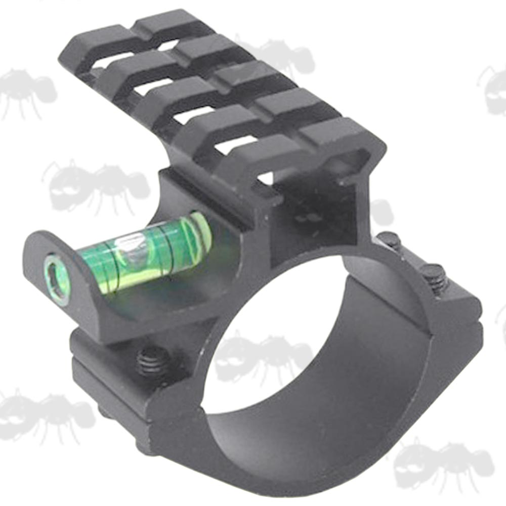 Four Slot Length See-Through High-Profile Weaver / Picatinny Extended Accessory Rail Ring Top for 30mm Diameter Scope Body, with 25mm Diameter Ring Adapters Included
