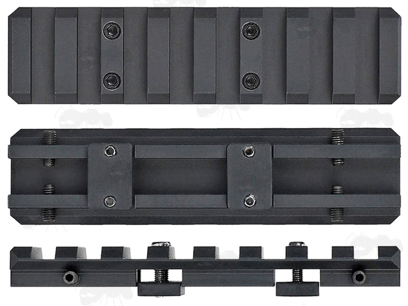 Base View of The Aluminium Shotgun Rib Weaver Adapter Rail, 85mm Long