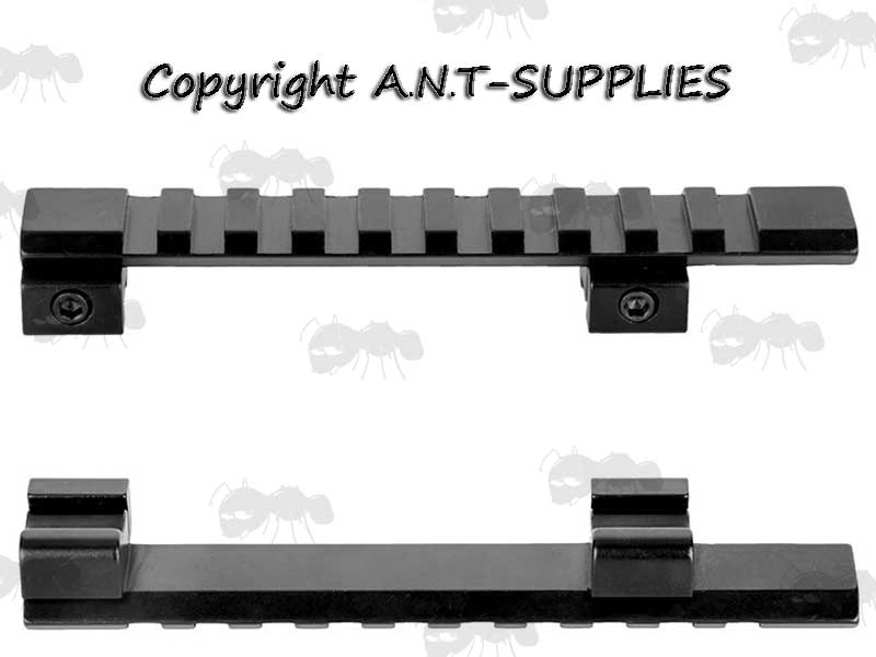 9.5-11mm Dovetail to 20mm Weaver / Picatinny Forward Reach Rail See Thru Adapter