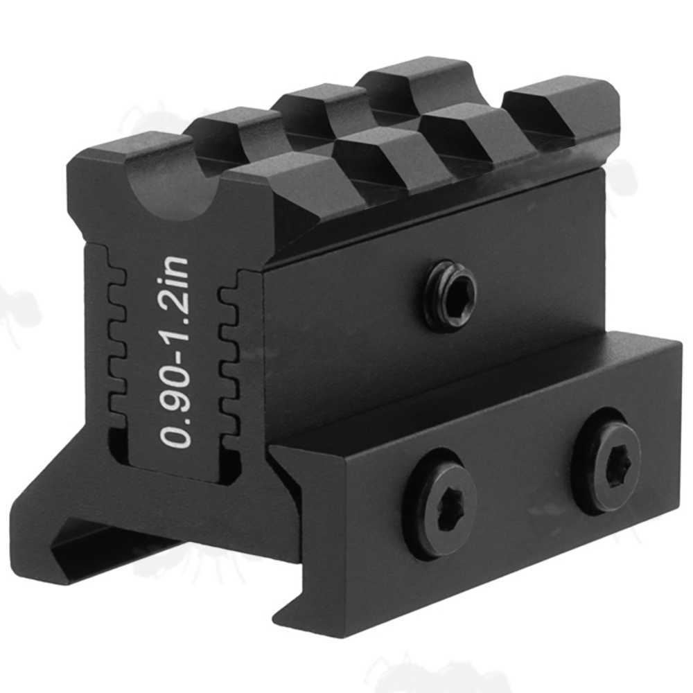 Adjustable 0.9-1.2 Inch Elevation Three Slot Long Weaver / Picatinny Riser Rail