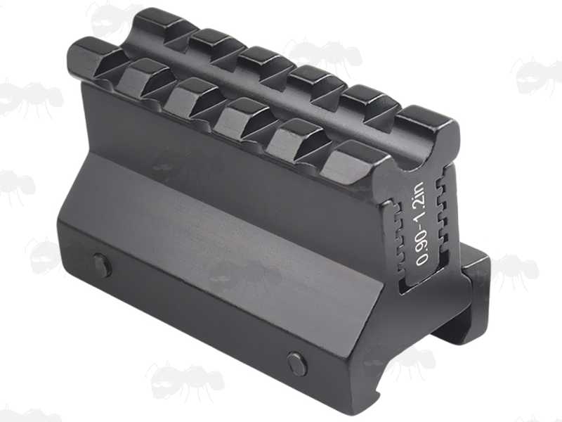 Adjustable 0.9-1.2 Inch Elevation Five Slot Long Weaver / Picatinny Riser Rail