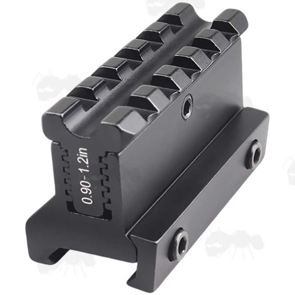 Adjustable 0.9-1.2 Inch Elevation Five Slot Long Weaver / Picatinny Riser Rail