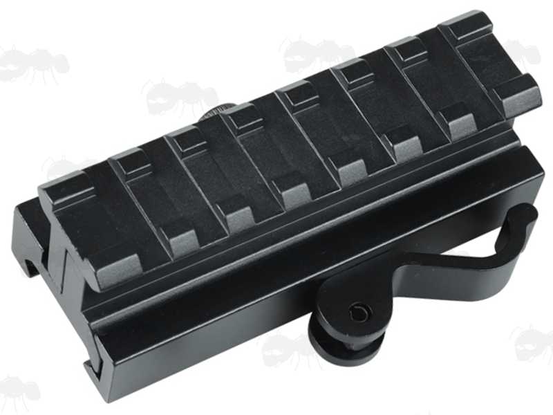 Adjustable Height Seven Slot Long Weaver / Picatinny Quick-Release Lever Riser Rail