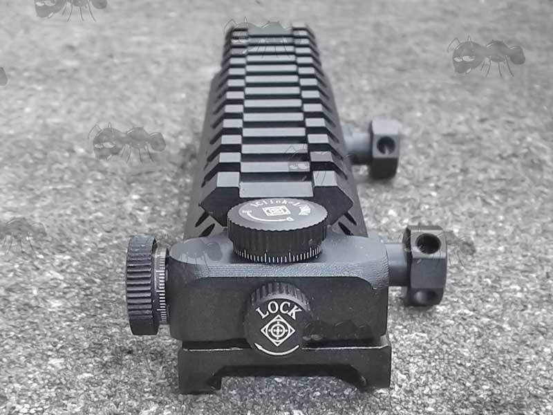 12 Slot Weaver / Picatinny Zeroing Sight Rail with Adjustable Windage and Elevation Dials