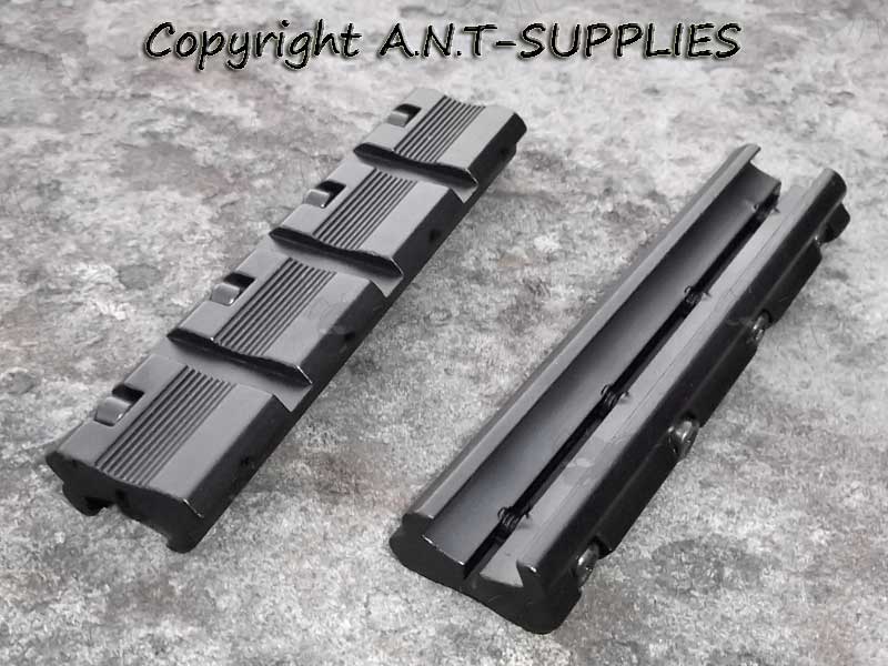 2 x One Piece Airgun / .22 Rifle 3/8 inch Dovetail Rail to Weaver Adapter Rail
