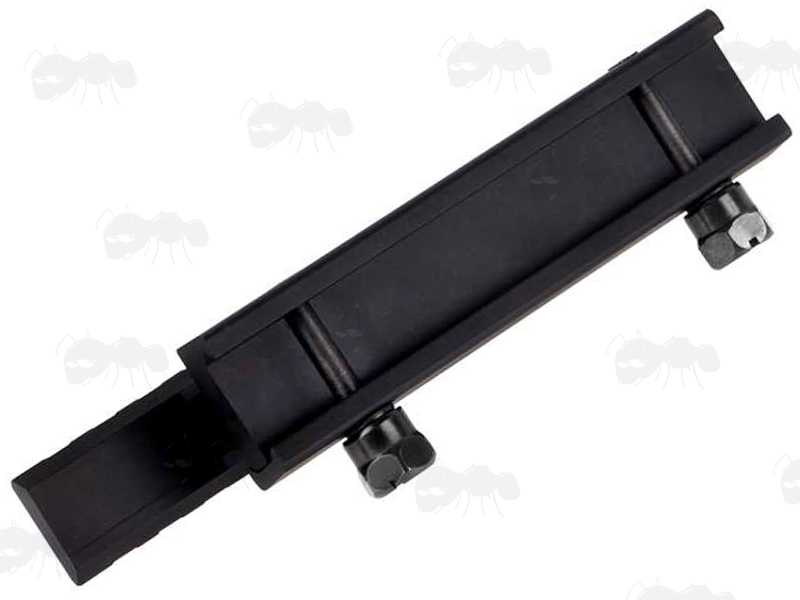 Base Fitting View of The Cantilever Picatinny Sight Rail Riser with 13 Cross Slots