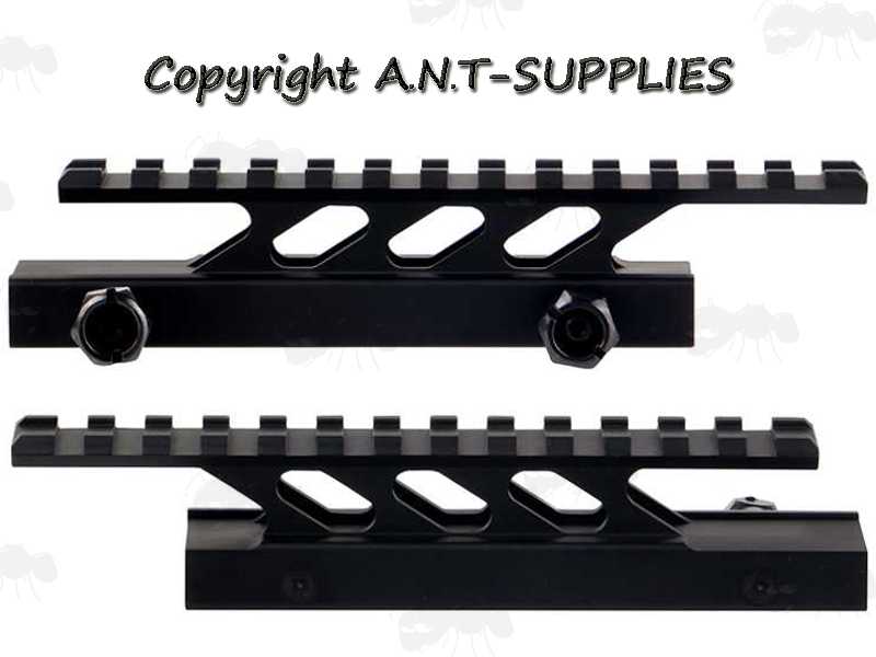 Side Profile Views of The Cantilever Picatinny Sight Rail Riser with 13 Cross Slots