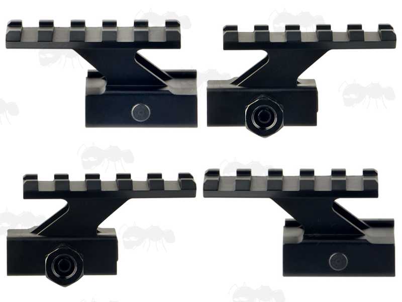 Side Profile Views of The Cantilever Picatinny Sight Rail Riser with 5 Cross Slots