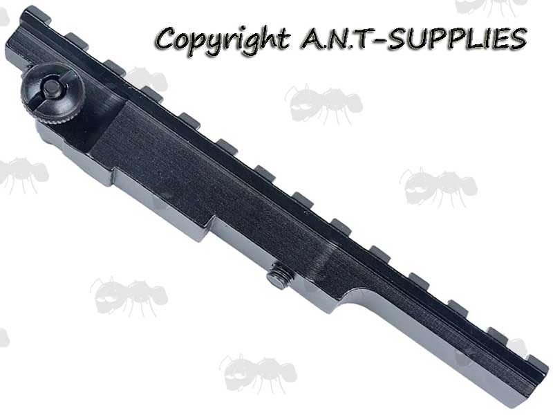 Right Side View of The Black Anodised Finish Aluminium Mauser 98K Sight Base Rail Adapter with Thirteen Slots