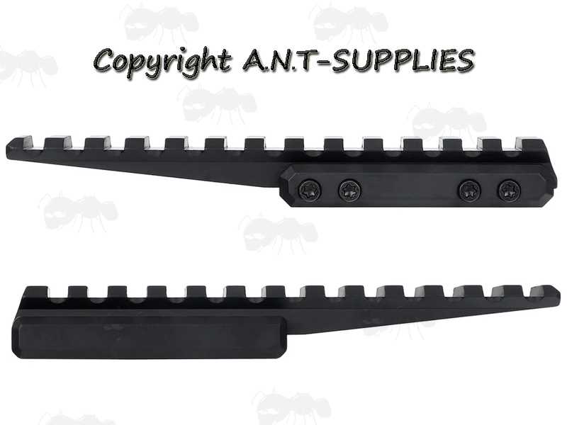 Side Profiles of The Low-Profile Thirteen Slot Length Forward Reach Picatinny Riser Rail