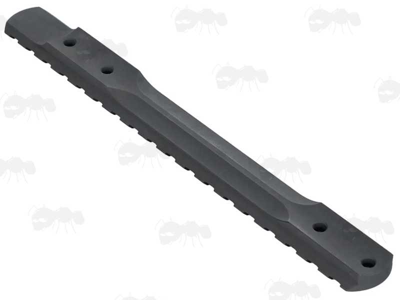 Base View of The Steel Picatinny Rail with 14 Slots for Savage Arms Axis, Axis II and Edge Rifles