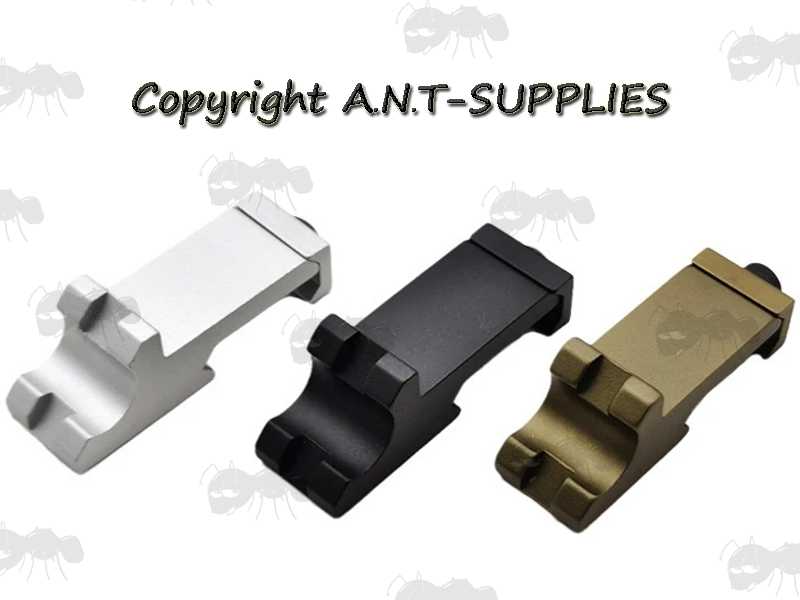 Black, Tan and Silver Anodised Finish Mini Single Offset Weaver / Picatinny Rail