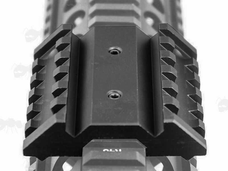 Black Twin Offset Rail Shown Fitted On a 20mm Weaver / Picatinny Railed Handguard
