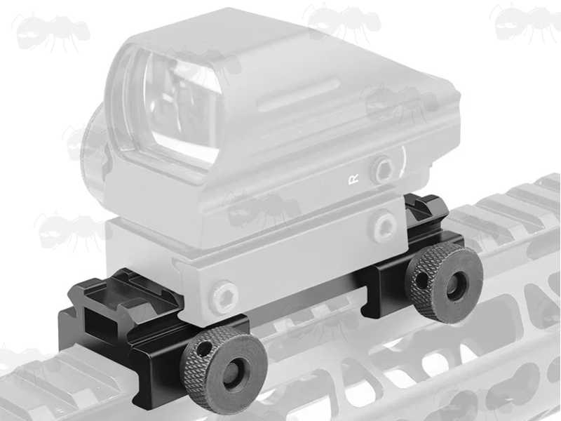Red Dot Sight Shown Fitted To The Low Profile Deluxe Weaver Rail Riser, Medium Length