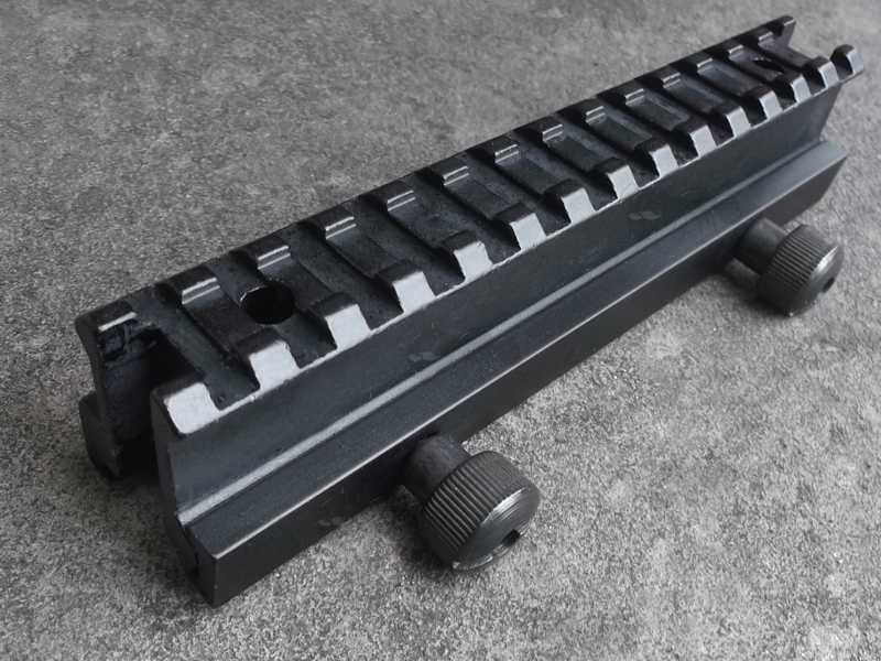 Base View of The Clamping Bolt Shafts on The Long Fourteen Slot Length Deluxe Weaver Raiser Rail, High Profile