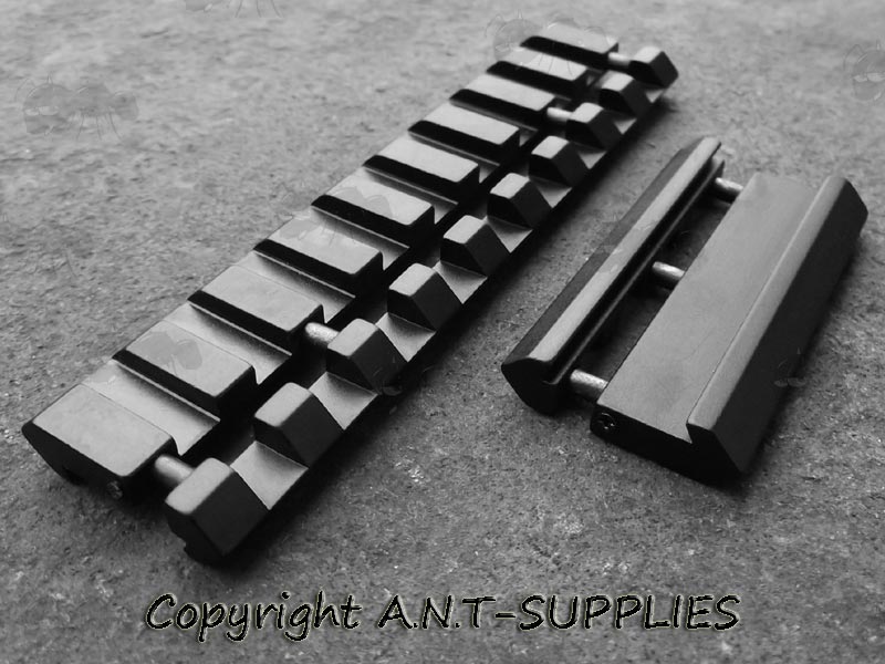 One Piece 3/8 inch / 11mm Dovetail Rail to Weaver Adapter Rails in Four and Nine Slot Lengths
