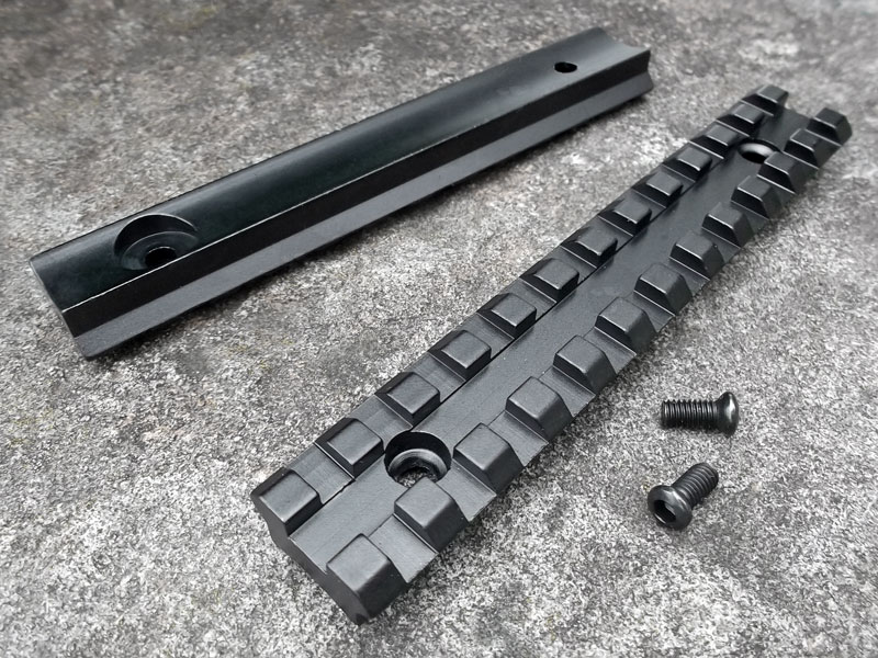 Top and Base View of The Long Length 20mm Wide Weaver / Picatinny DIY Glue on Rail