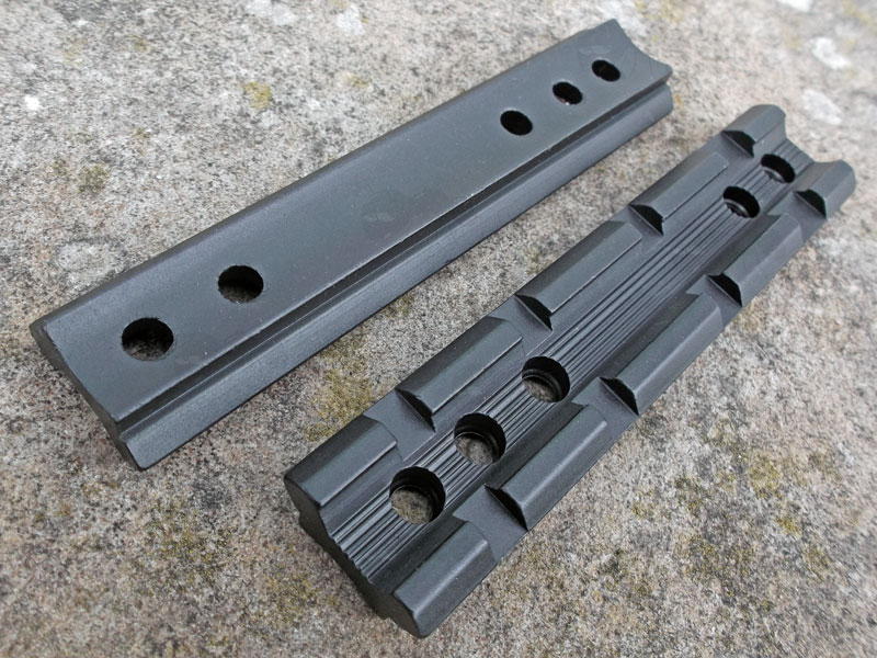 Top and Base View of The Standard Length 20mm Wide Weaver / Picatinny DIY Glue on Rail