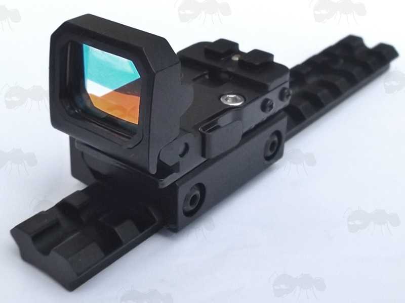 Flip-Dot Sight Shown Fitted To The 140mm Long Weaver / Picatinny Sight Rail with 13 Slots, for Mossberg 500 / 590 / 835 Series Pump Action Shotguns