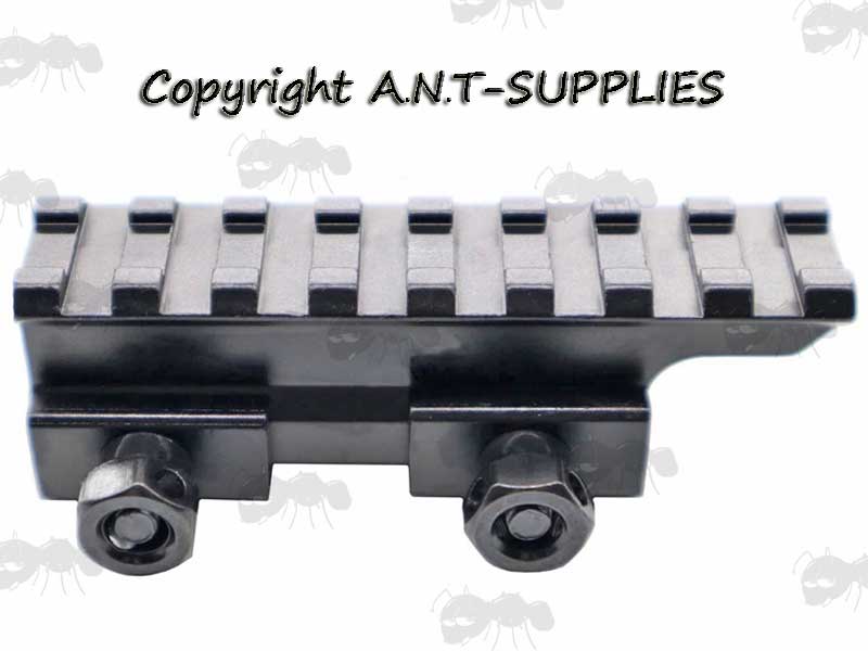Top View of The Medium Profile Deluxe Weaver Rail Riser, Medium Length with Extended Rail