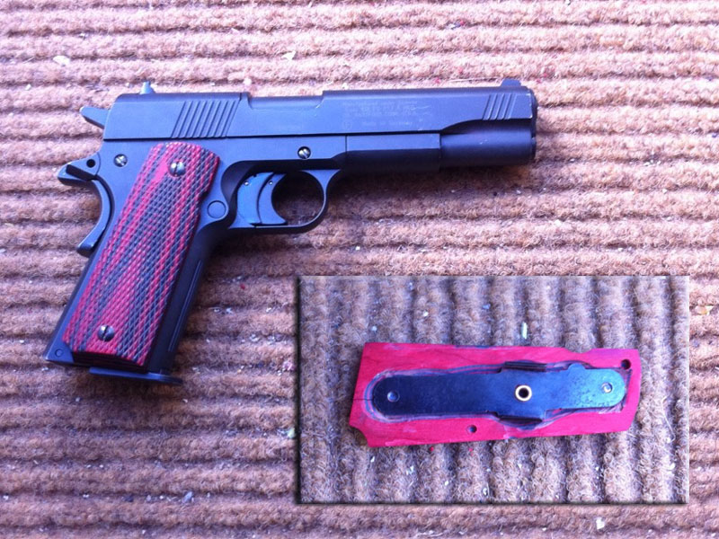 Rosewood Grips on 1911 Pistol