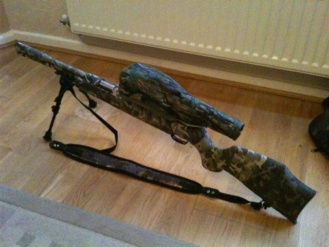 Back View Camo Rifle with Rh6-2 Bipod