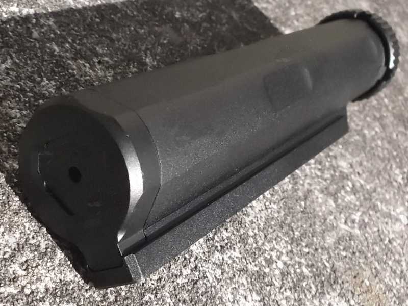 End Cap View on The Black Metal Airgun Mil-Spec Enhanced Buffer Stock Tube with Castle Nut