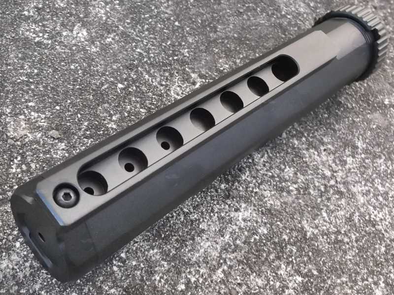 Black Metal Airgun Mil-Spec Enhanced Buffer Stock Tube with Castle Nut