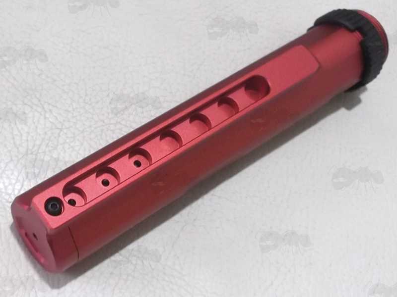 Red Metal Airgun Mil-Spec Enhanced Buffer Stock Tube with Castle Nut Fitted