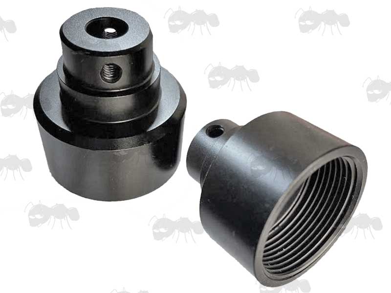 Two Black All Metal Crosman Rifle Stock Buffer Tube Adapter