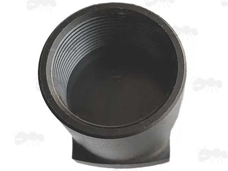 Inner 1-3/16 Inch UN16 Thread View of The Black All Metal Crosman Benjamin Trail NP Mark II Pistol Stock Buffer Tube Adapter
