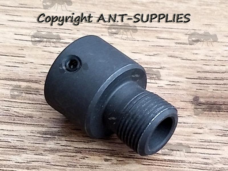 Slip-On Black Steel Adapter for Non-Threaded AK / SKS Rifles to Accept M14x1 Left Hand Thread Silencers / Flash Hiders