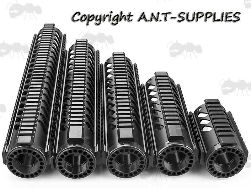 Five Lengths of AR Style Alloy Ten Inch Quad RAS Handguards