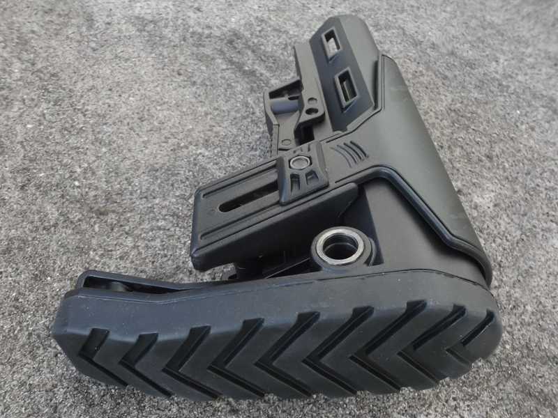 DP08 Black Polymer Collapsible Tactical Rifle Buttstock with Adjustable Cheek Rest Riser