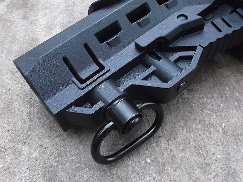 10mm QD Sling Swivel on The DP11 Black Polymer Collapsible Tactical Rifle Buttstock with Adjustable Cheek Rest Riser