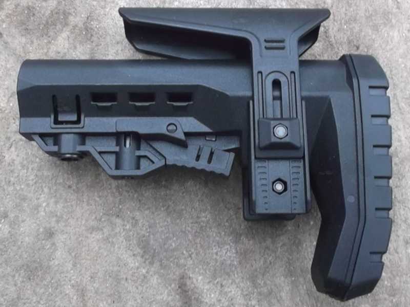 DP11 Black Polymer Collapsible Tactical Rifle Buttstock with Adjustable Cheek Rest Riser