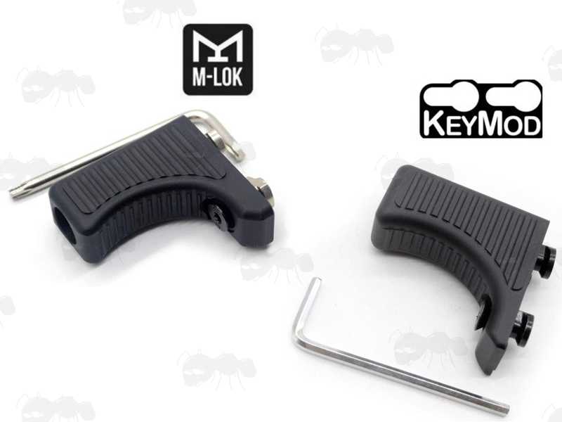 Boot Shaped Black Aluminium Handstop for M-Lok or KeyMod Slotted Rifle Handguards