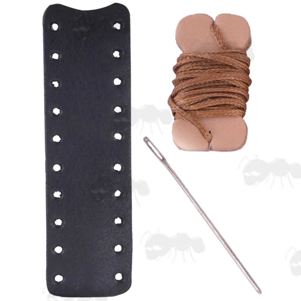 Black Full Grain Leather Wrap with White Thread for Standard Length Levers on Lever Action Rifles