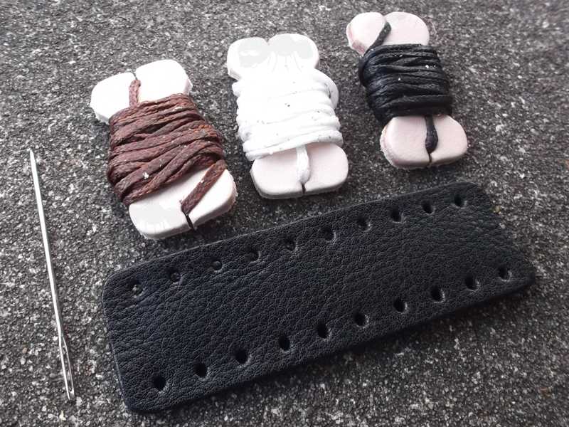 Black Full Grain Leather Wrap with Assortment of Thread Colours for Standard Length Levers on Lever Action Rifles