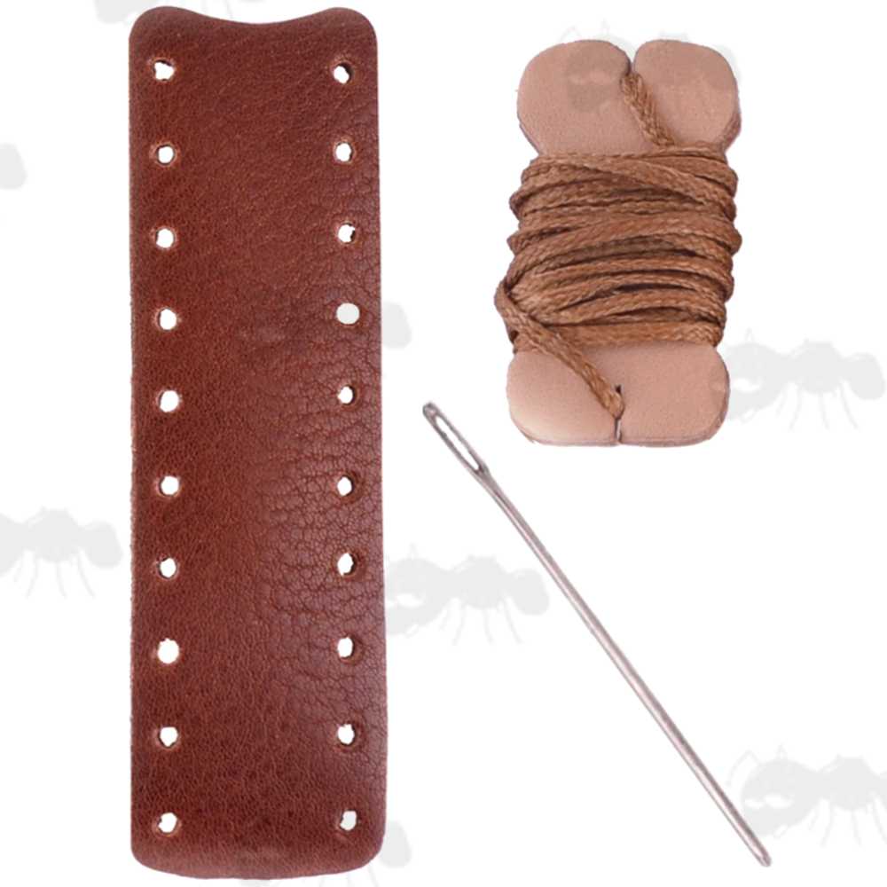 Black Full Grain Leather Wrap with White Thread for Standard Length Levers on Lever Action Rifles