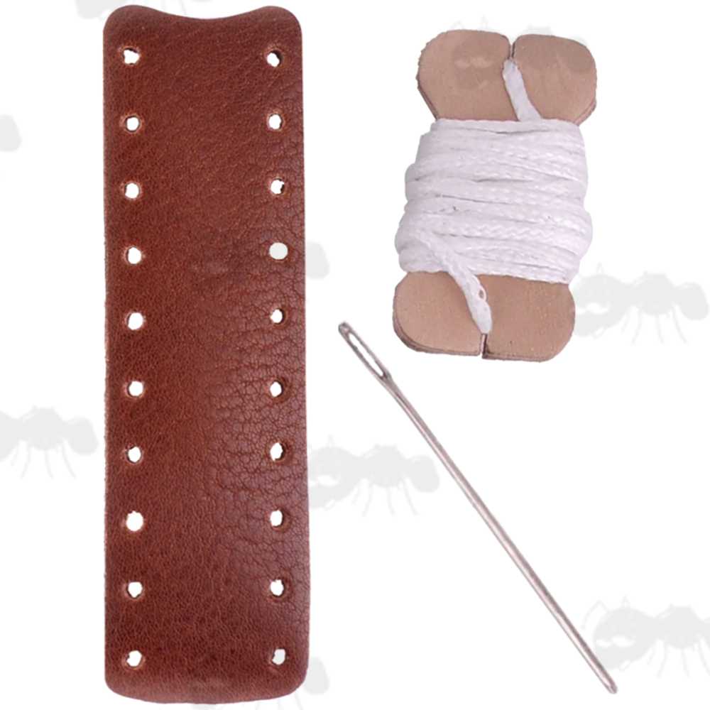 Black Full Grain Leather Wrap with White Thread for Standard Length Levers on Lever Action Rifles