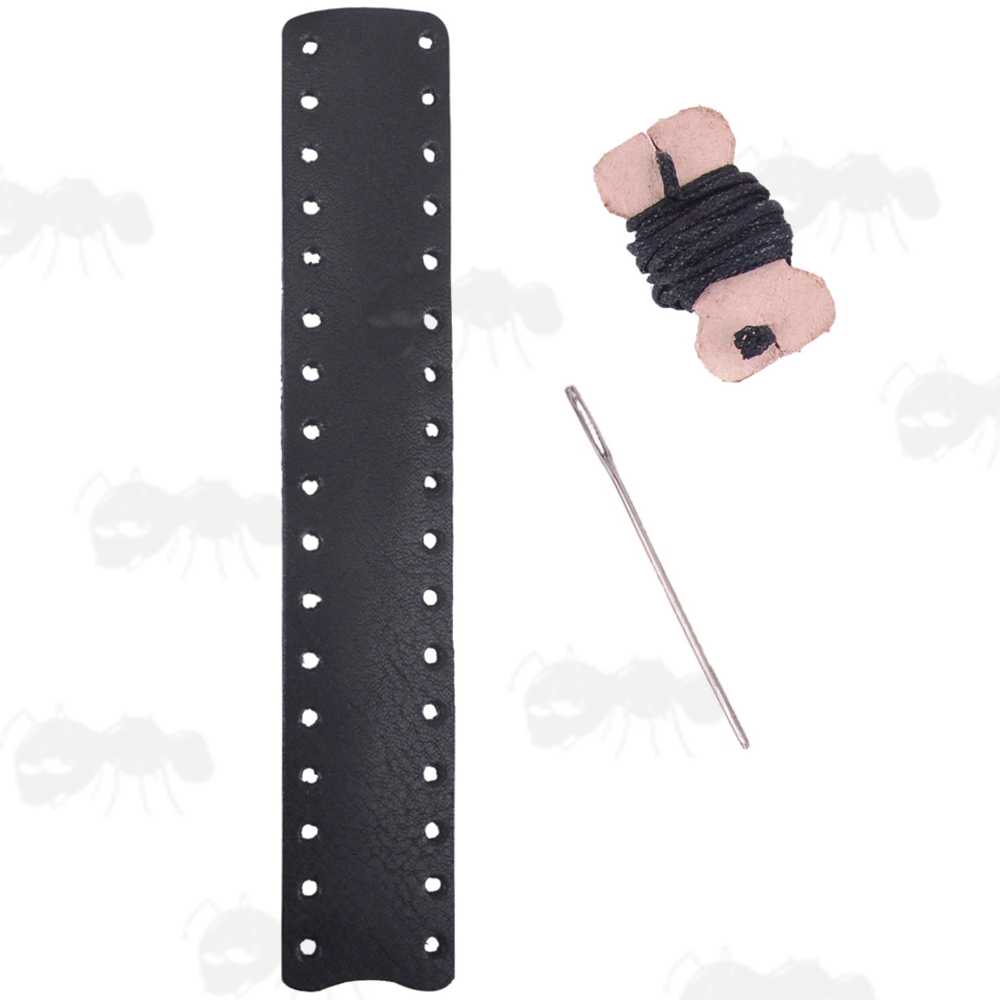 Black Full Grain Leather Wrap with Black Thread for Standard Length Levers on Lever Action Rifles