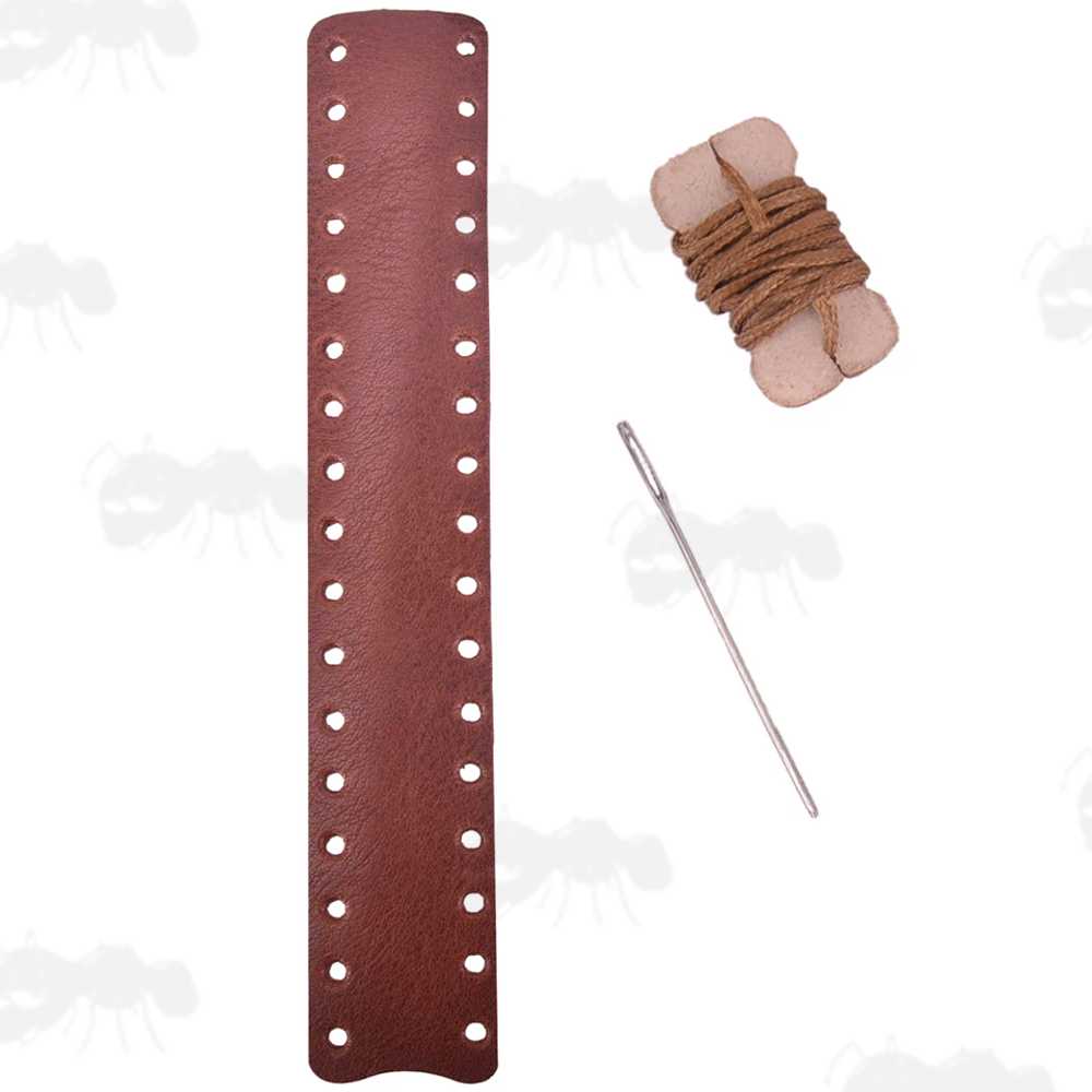 Black Full Grain Leather Wrap with Brown Thread for Standard Length Levers on Lever Action Rifles