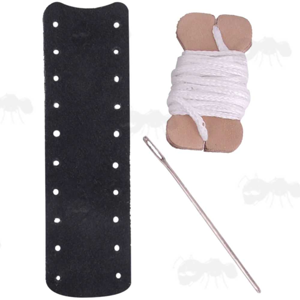 Black Suede Leather Wrap with White Thread for Standard Length Levers on Lever Action Rifles