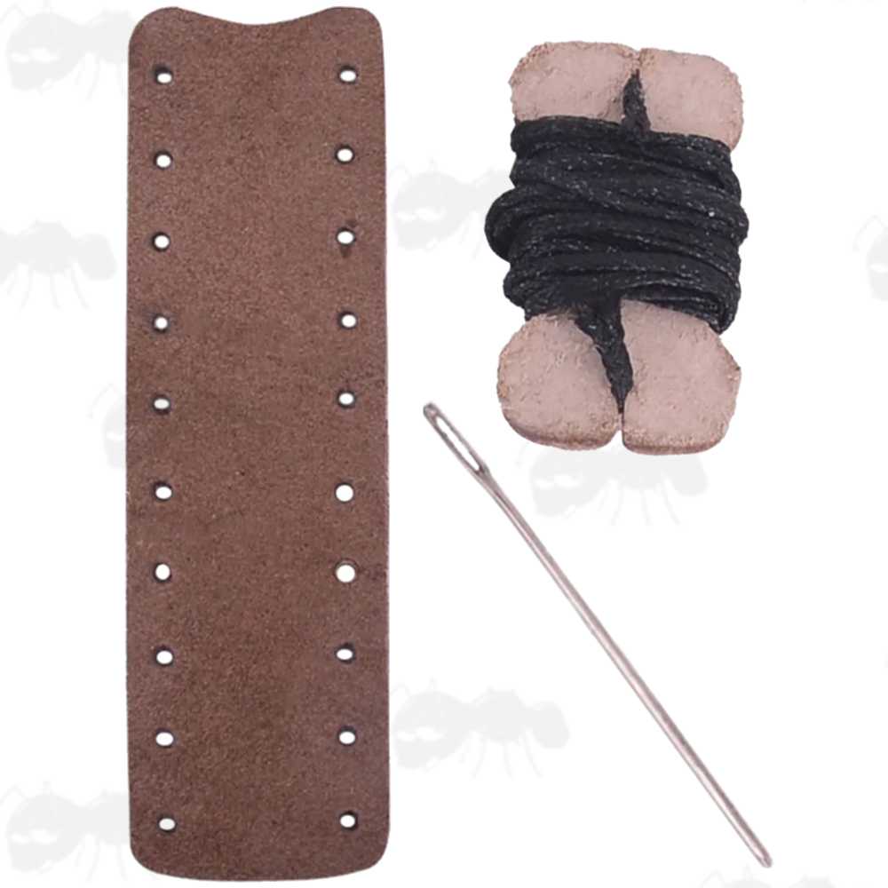 Light Brown Suede Leather Wrap with Black Thread for Standard Length Levers on Lever Action Rifles
