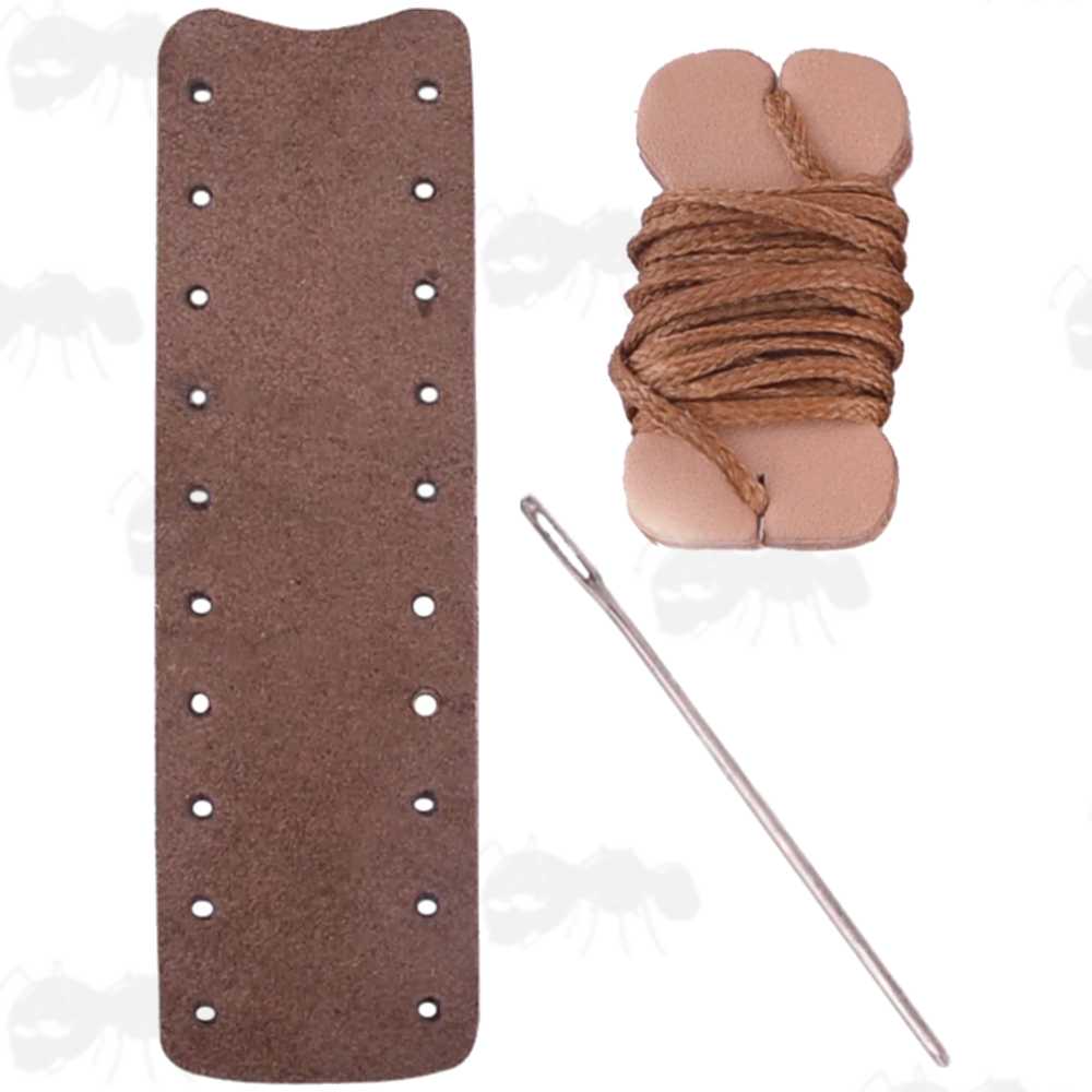 Light Brown Suede Leather Wrap with Brown Thread for Standard Length Levers on Lever Action Rifles