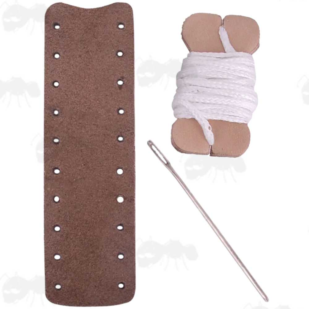 Light Brown Suede Leather Wrap with White Thread for Standard Length Levers on Lever Action Rifles