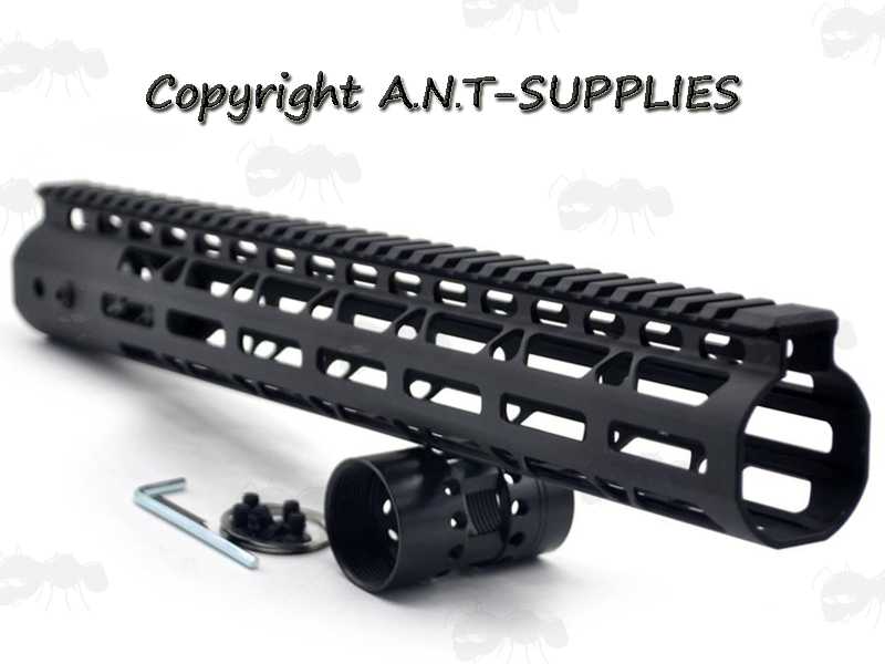 Flat End AR Style Alloy Thirteen and a Half Inch M-Lok Free Float Handguard with Full Length Picatinny Top Rail